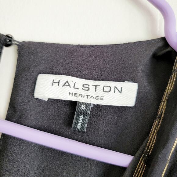 Halston Heritage Faux Wrap Metallic Stripe Romper - Picture 6 of 6